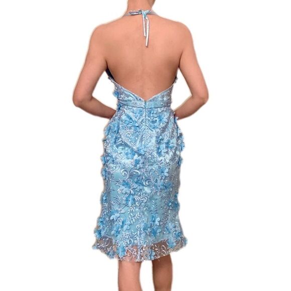 Sexy Open Back Floral Lace With 3D Flowers And Beads Halter Party Dress - Picture 11 of 15